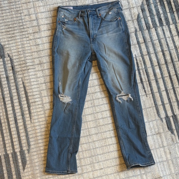 GAP Denim - GAP Women’s Vintage Slim High Rise Straight Blue Jeans with Distressed Details